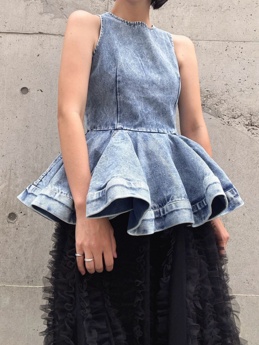 peplum silhouette denim tunic