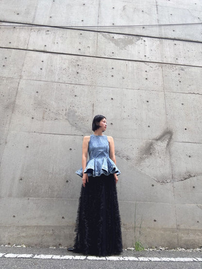 peplum silhouette denim tunic