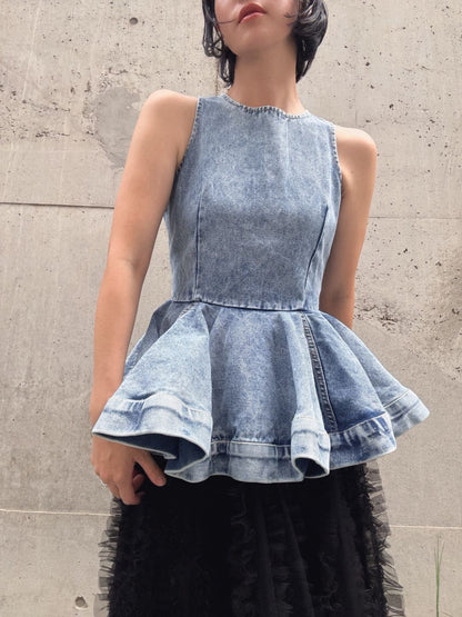 peplum silhouette denim tunic