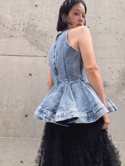 peplum silhouette denim tunic