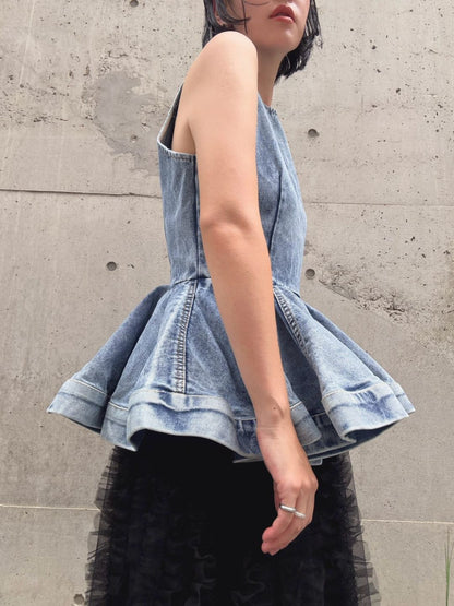 peplum silhouette denim tunic