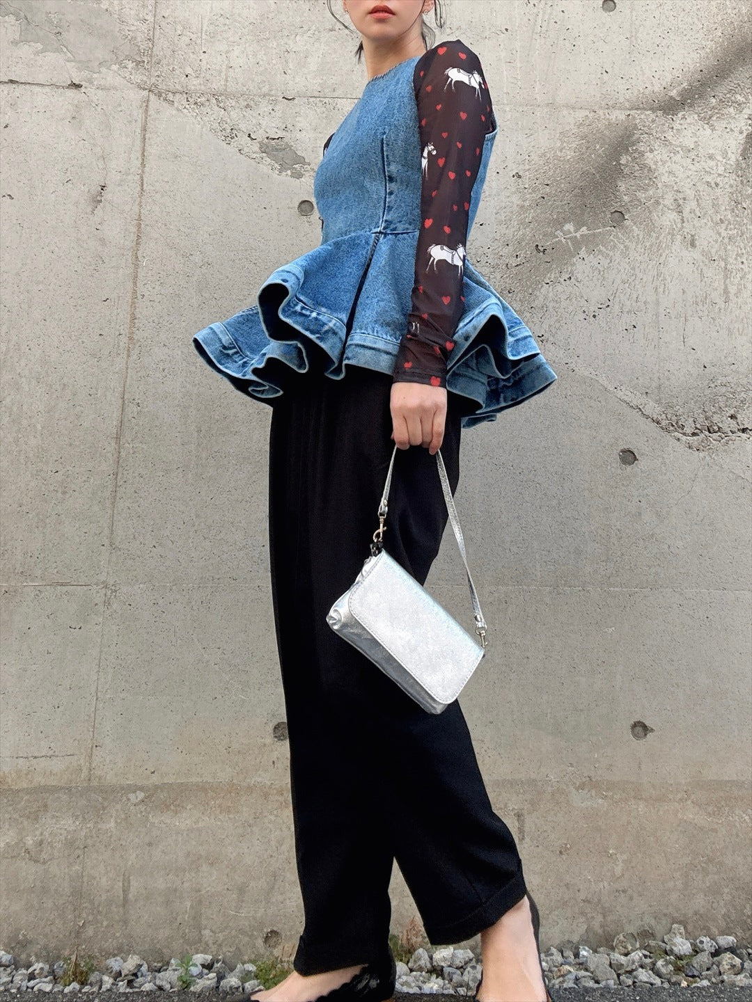 peplum silhouette denim tunic