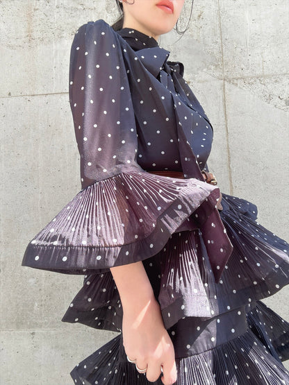 dot pattern frills pleats one piece