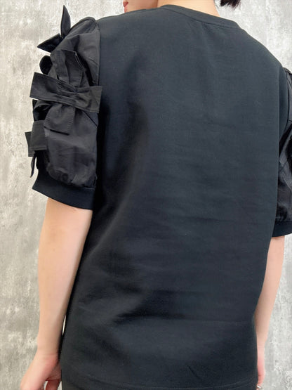 ribbon sleeve pullover