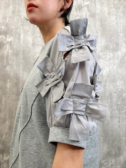 ribbon sleeve pullover