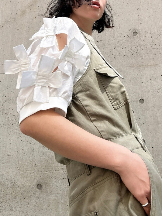 ribbon sleeve pullover