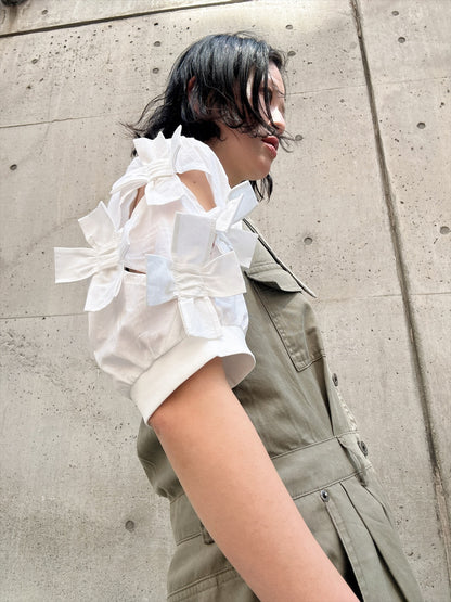 ribbon sleeve pullover