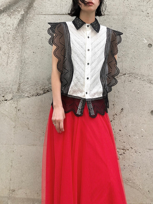 scallop lace blouse