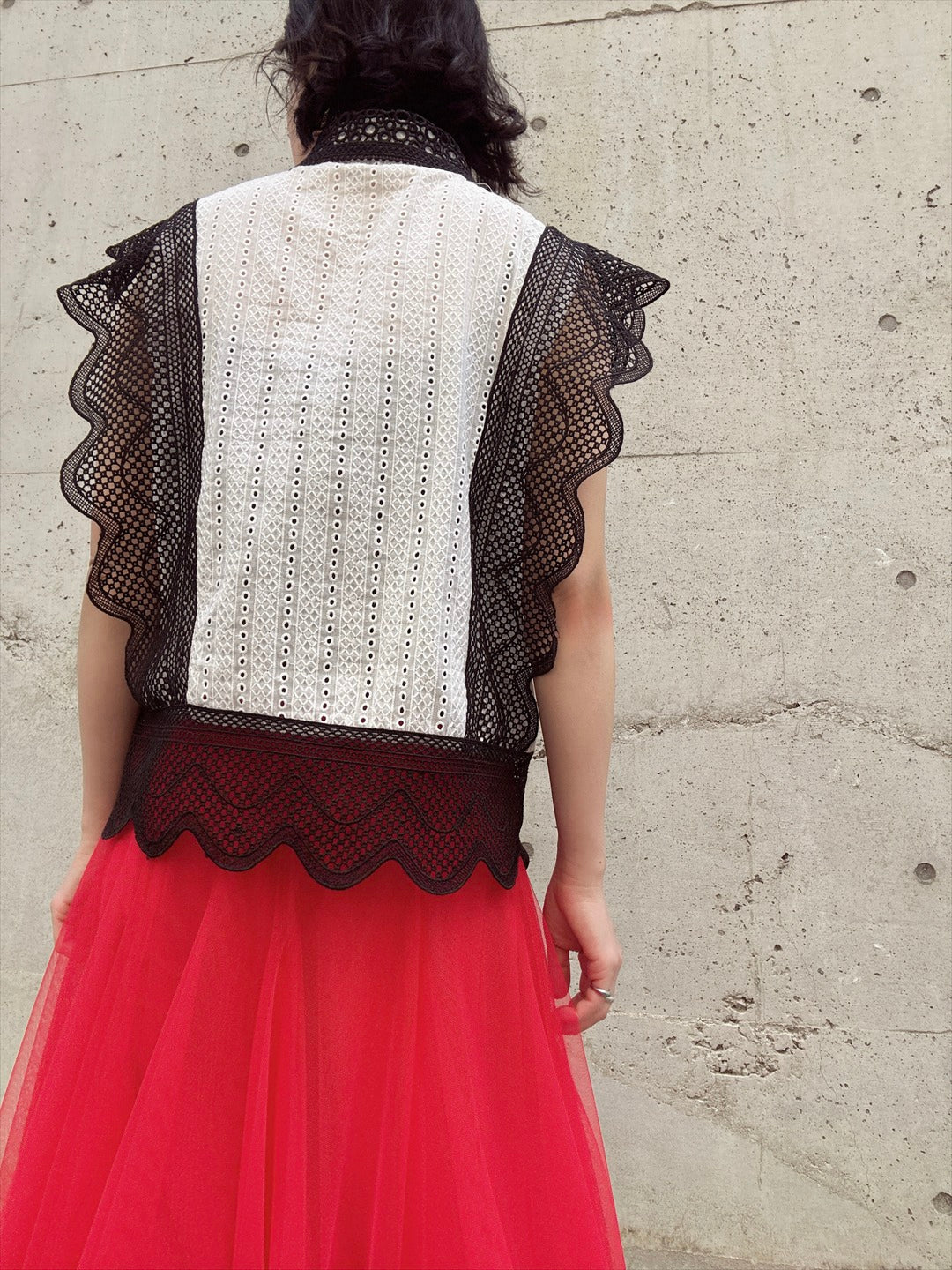 scallop lace blouse