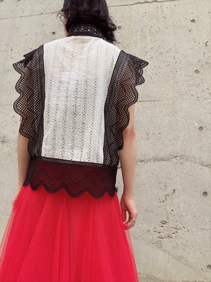 scallop lace blouse