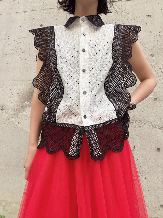 scallop lace blouse