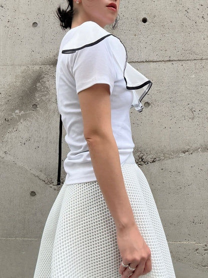piping frill pullover