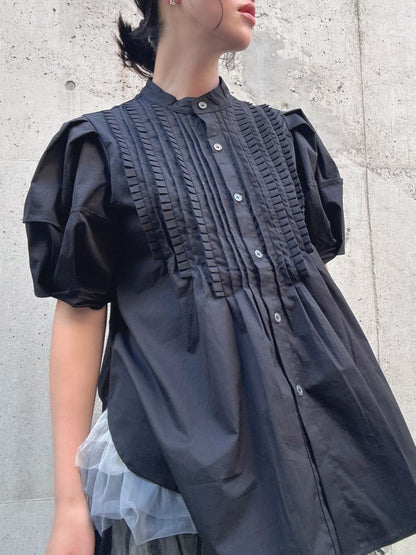 front　pintuck　volume　sleeve　blouse