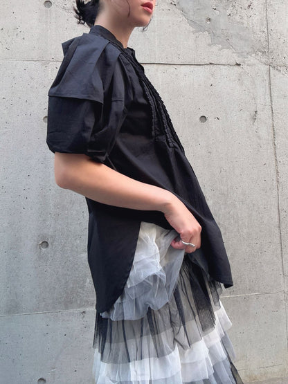 front　pintuck　volume　sleeve　blouse