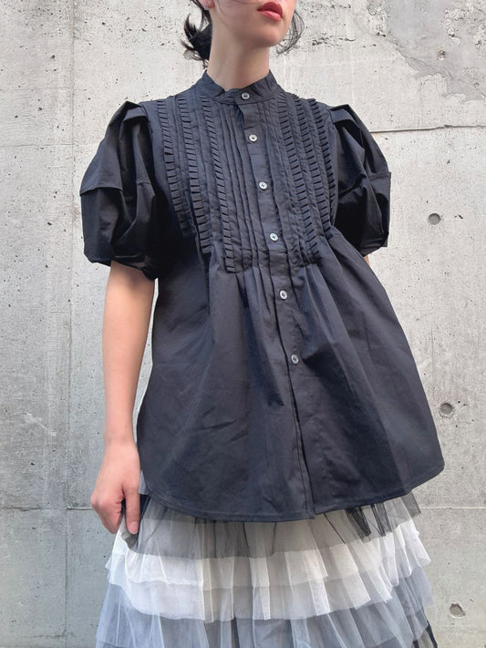 front　pintuck　volume　sleeve　blouse