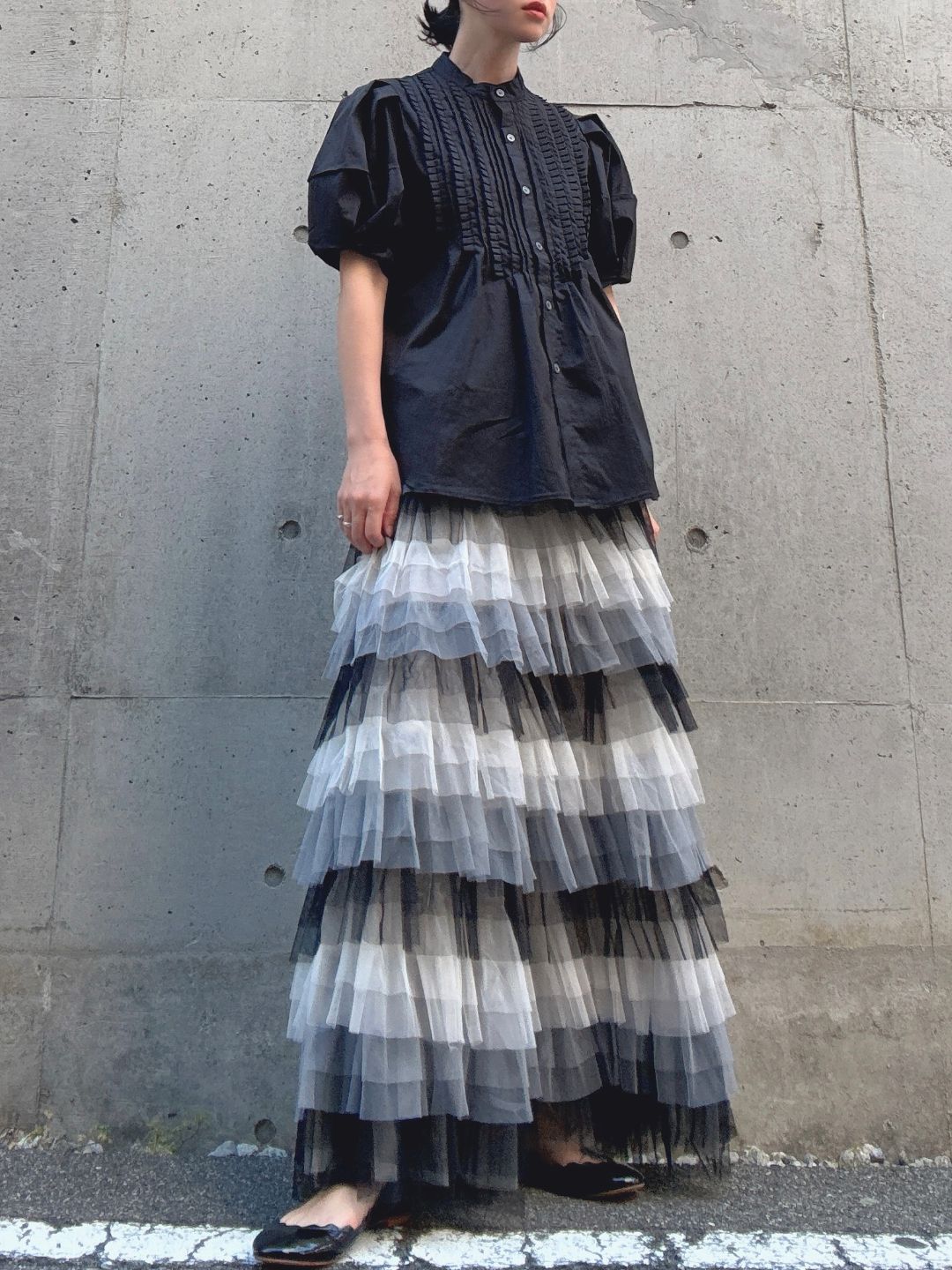 gradient tiered skirt