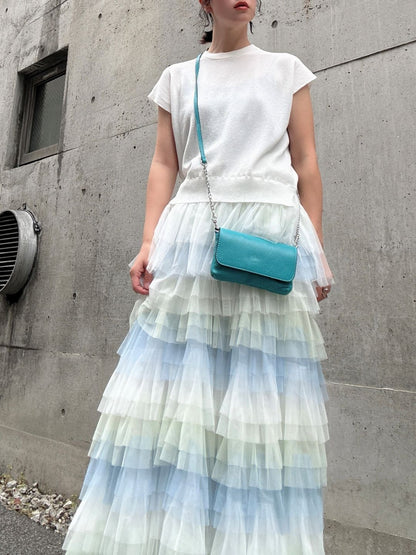 gradient tiered skirt