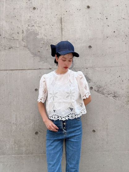 denim ribbon cap