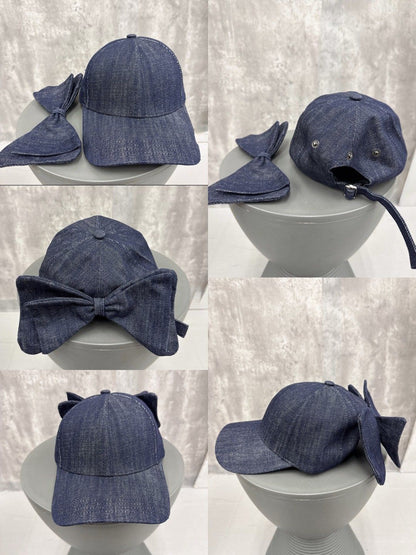 denim ribbon cap