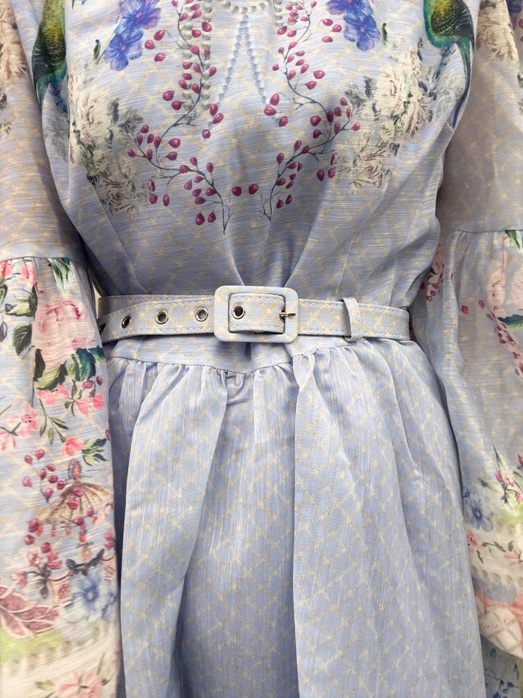 classical　bird　flower　one-piece
