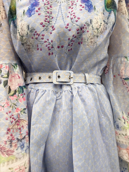 classical　bird　flower　one-piece