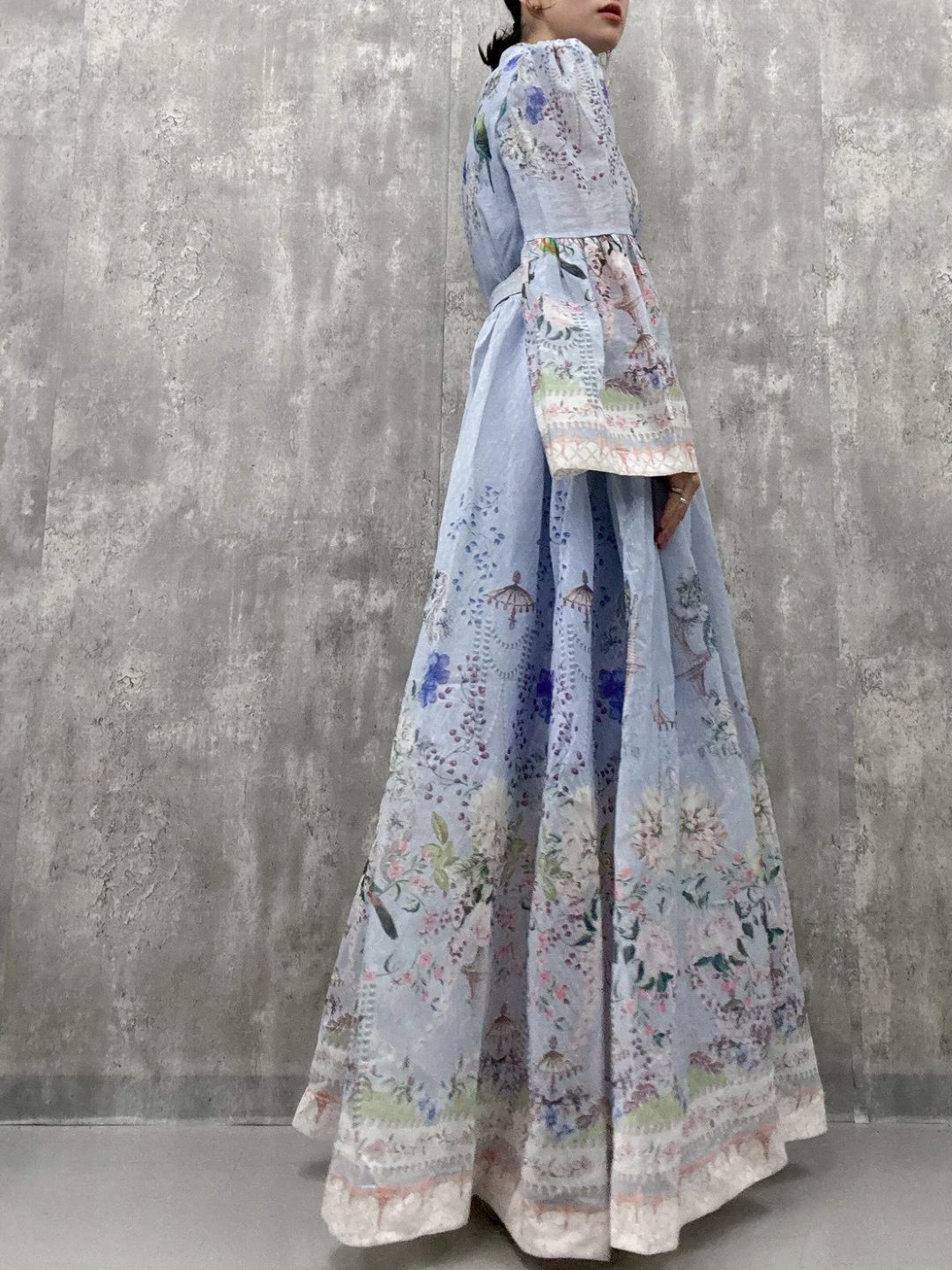classical　bird　flower　one-piece