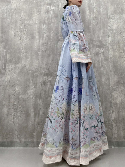 classical　bird　flower　one-piece