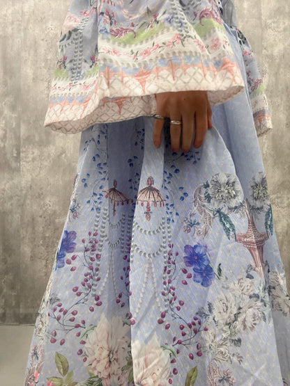classical　bird　flower　one-piece