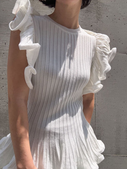 peplum ruffle sleeve knit