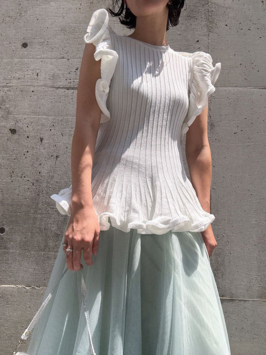 peplum ruffle sleeve knit