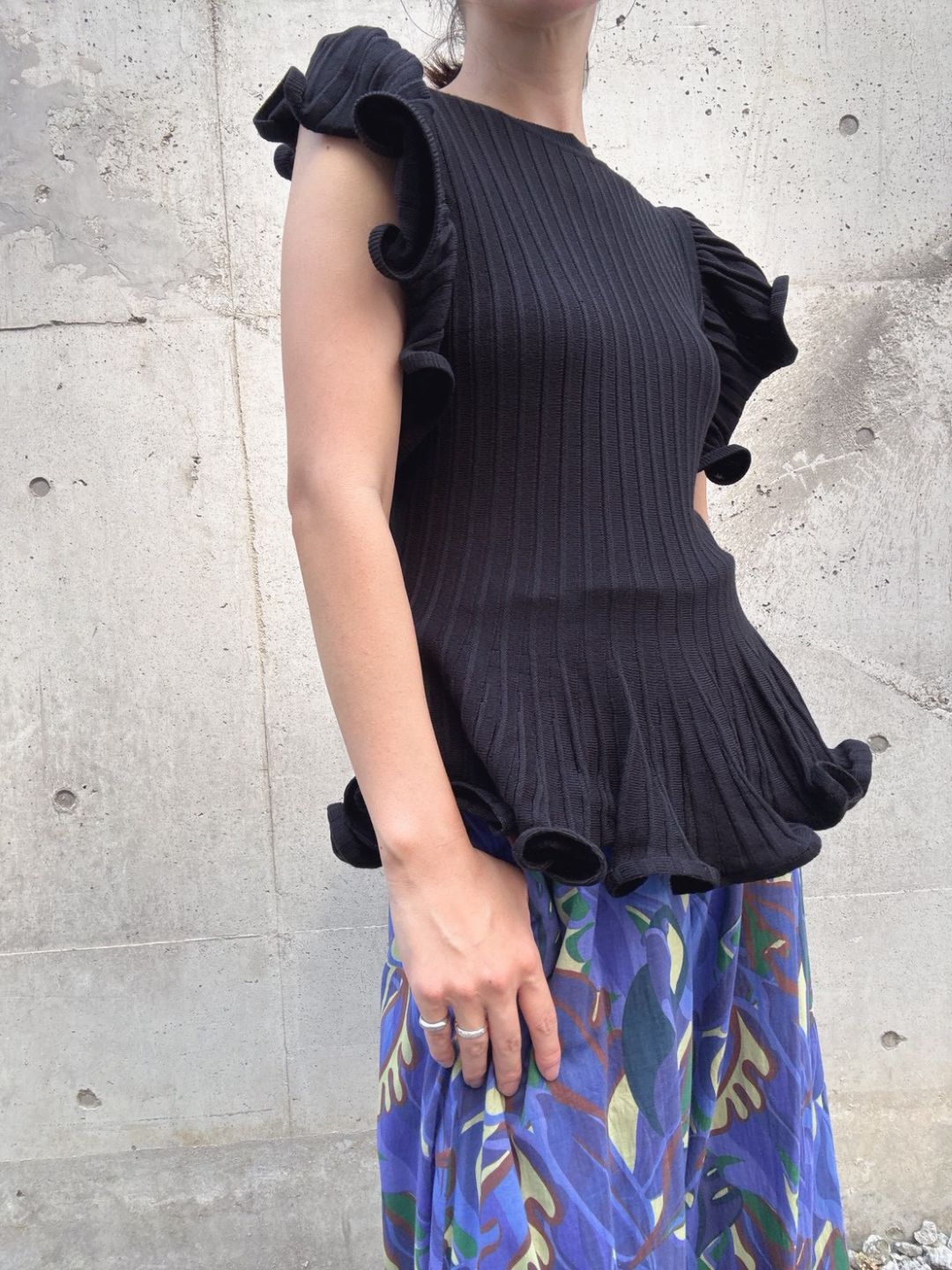 peplum ruffle sleeve knit