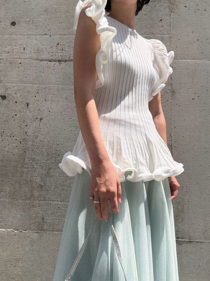 peplum ruffle sleeve knit