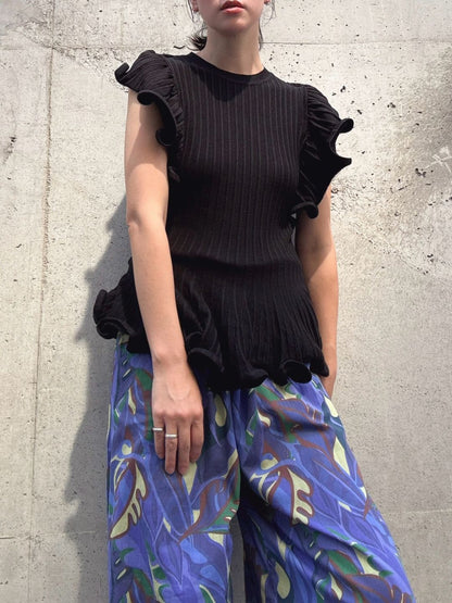 peplum ruffle sleeve knit