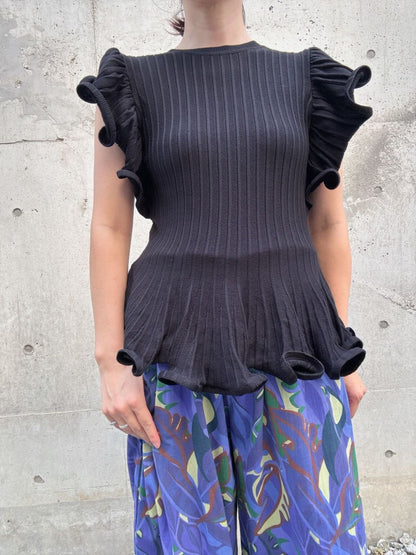 peplum ruffle sleeve knit