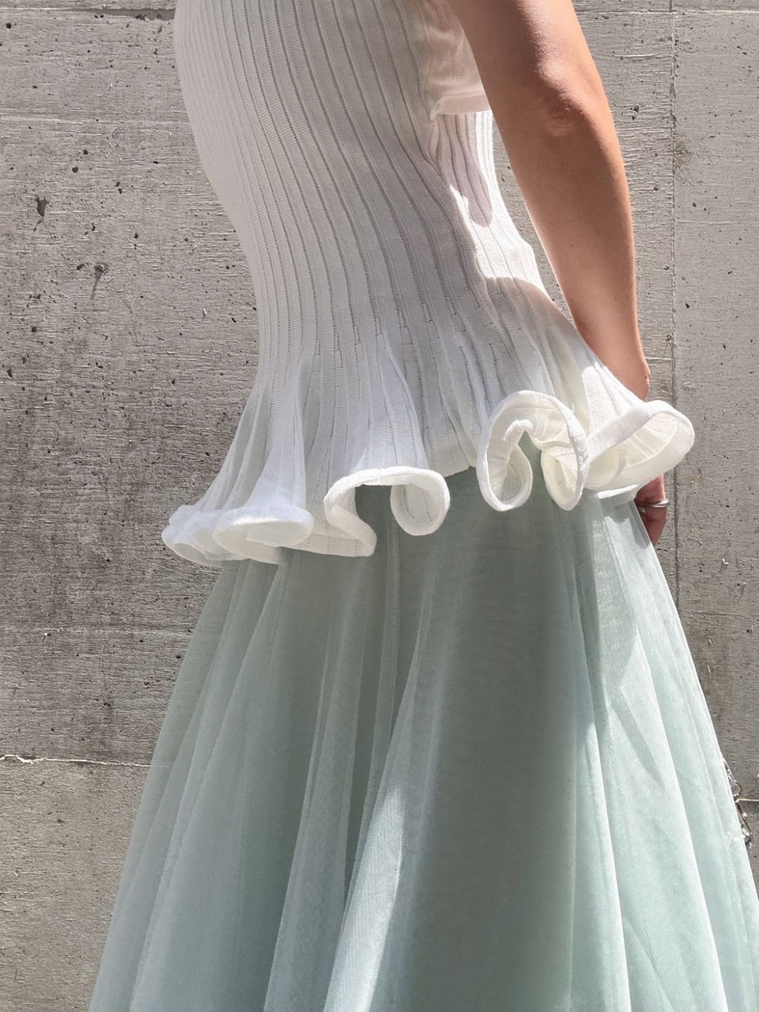 peplum ruffle sleeve knit