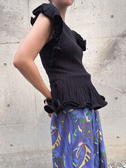 peplum ruffle sleeve knit