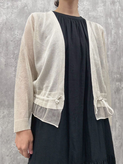 sheer hem frill short cardigan