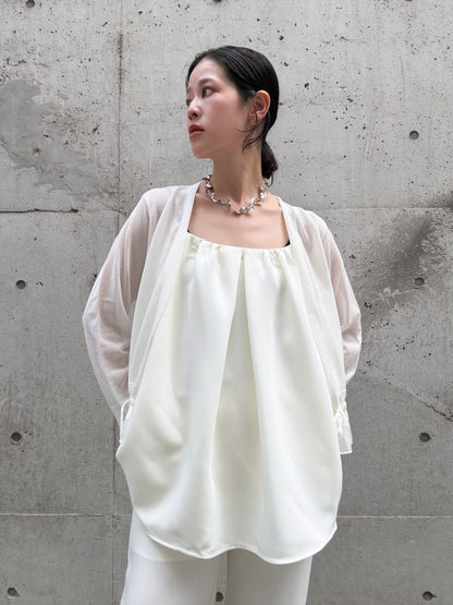 sheer hem frill short cardigan