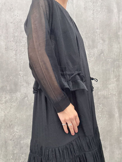 sheer hem frill short cardigan