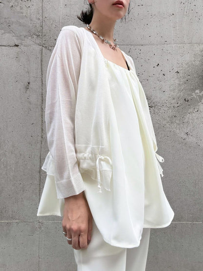 sheer hem frill short cardigan