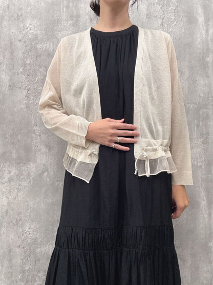 sheer hem frill short cardigan