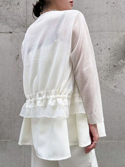 sheer hem frill short cardigan