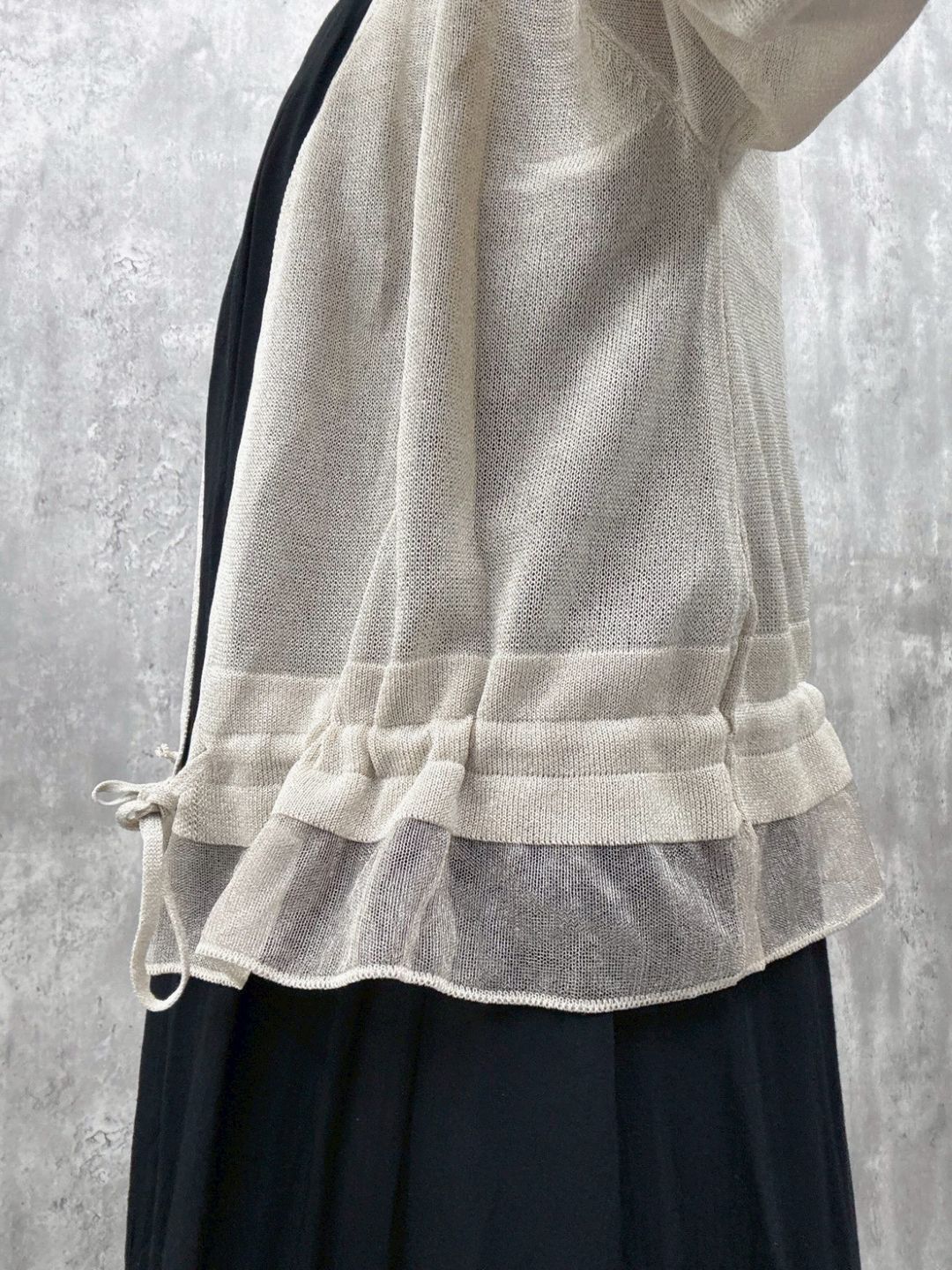 sheer hem frill short cardigan