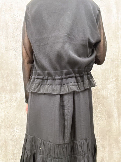 sheer hem frill short cardigan