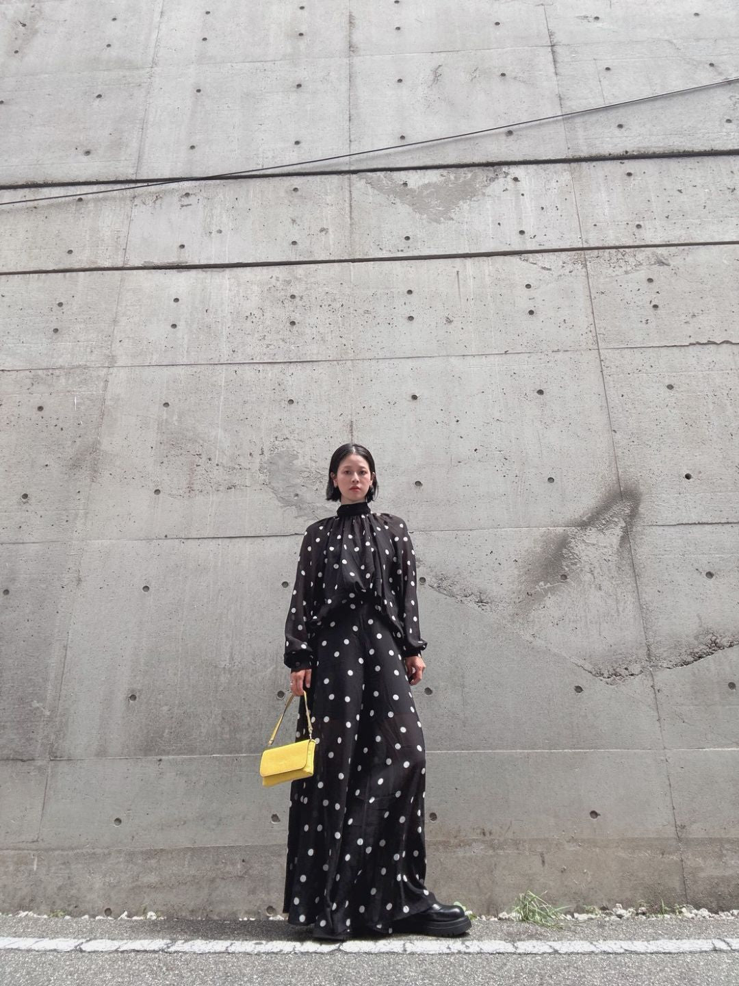 dot 2way blouse＆widepants set up