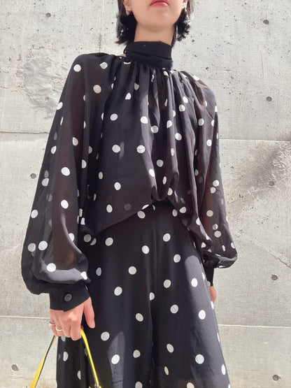dot 2way blouse＆widepants set up