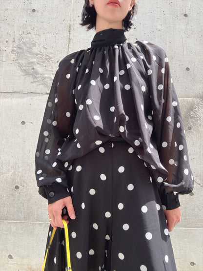dot 2way blouse＆widepants set up