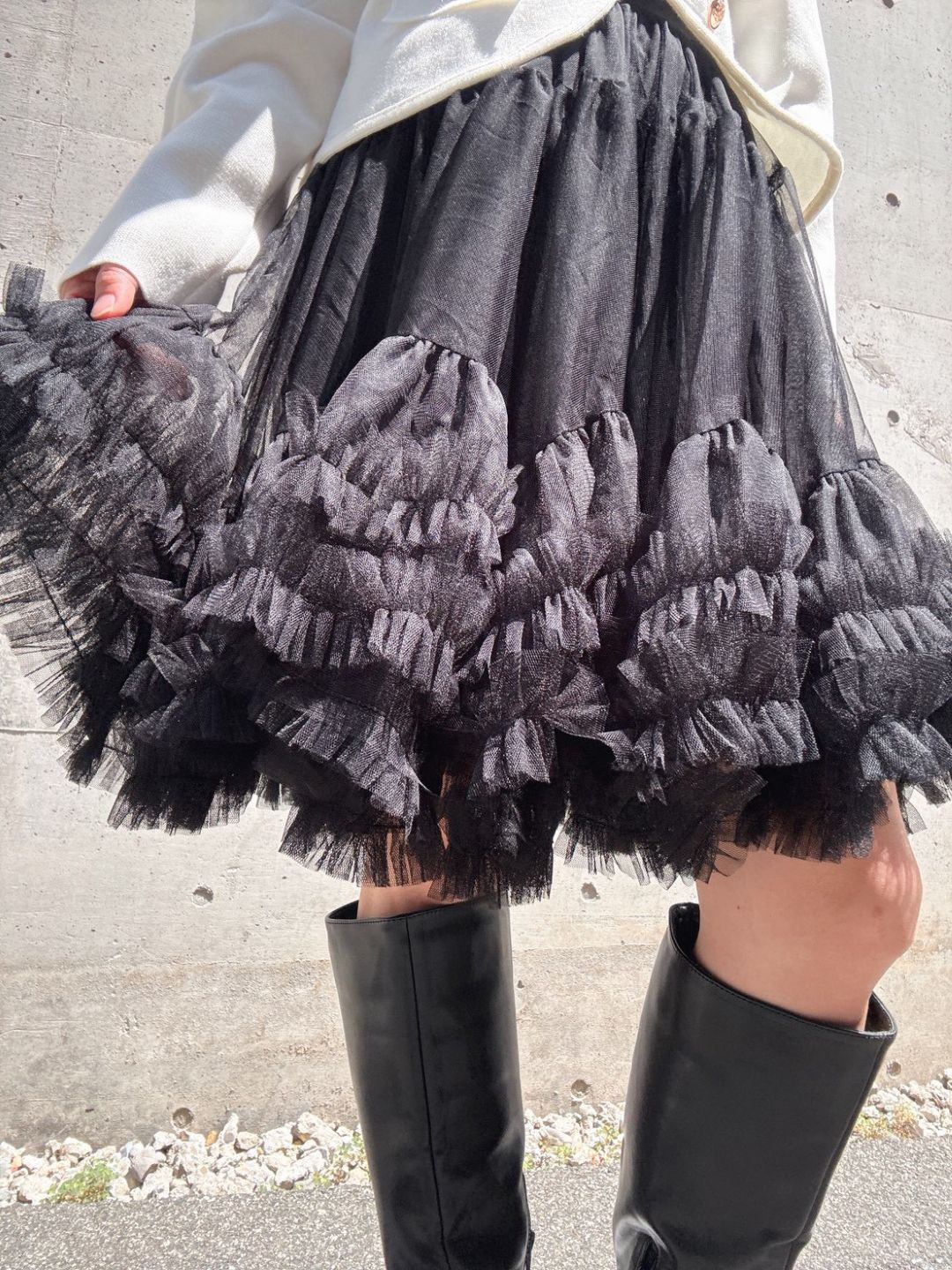 tulle gather volume skirt