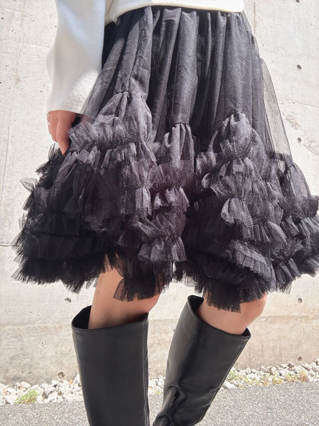 tulle gather volume skirt