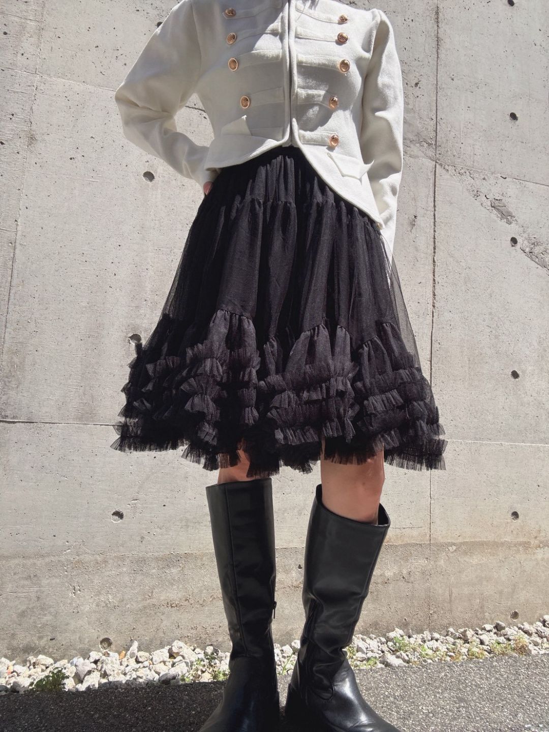 tulle gather volume skirt
